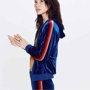 Aviator Nation Blue Velvet zip up hoodie